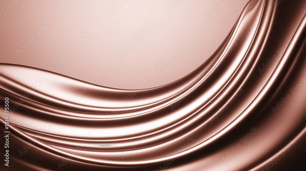 Poster rose gold fabric flowing smoothly, creating elegant waves a luxurious, sophisticated design ideal fo
