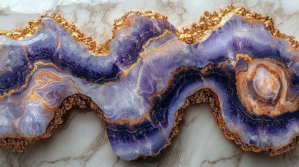 Abstract Amethyst Art Piece on Marble