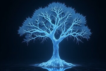 Illuminated tree of life digital art abstract environment dark background conceptual design