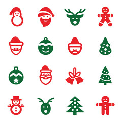Fototapeta premium christmas cartoon vector icons set