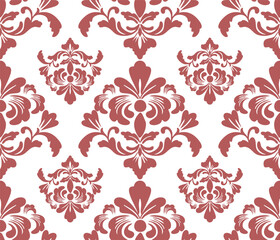 Red and white damask seamless floral pattern, vector illustration elegant for textile design, wall paper, bedding, curtain, cushion, scarf, upholstery fabric, decoration, interior, vintage, luxury 