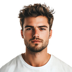 Obraz premium Portrait of a Young Man with Brown Curly Hair and Beard