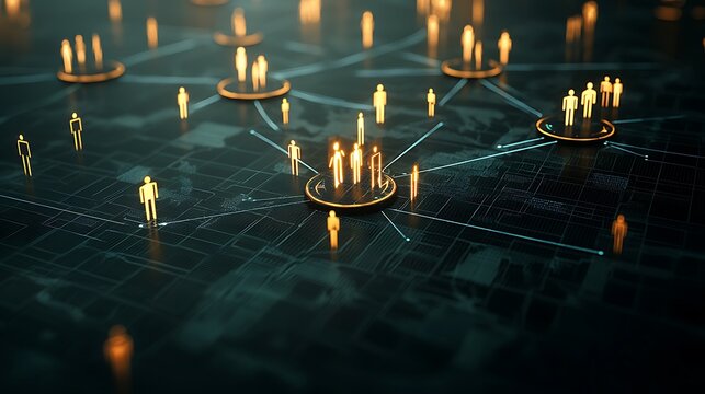 Network connection visualization digital space infographic virtual environment aerial view data interaction