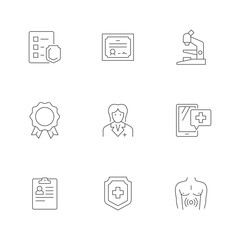 Set line icons of doctor