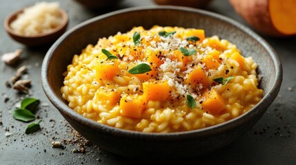 Creamy Pumpkin Risotto with Herbs and Cheese