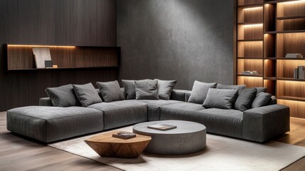 Modern sectional sofa in a sophisticated living room