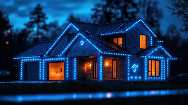 IoT home automation system showcased in a stylish apartment, featuring interconnected devices that manage lighting, security, and energy efficiency in real time