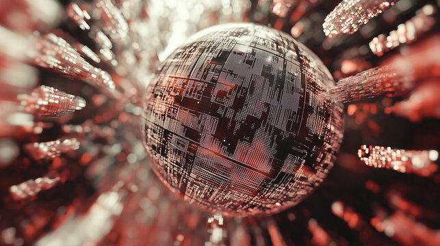 Minimalist Holographic Sphere with Digital Patterns