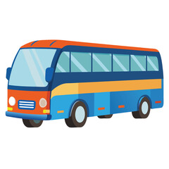 A Colorful Cartoon Illustration of a Small Passenger Bus