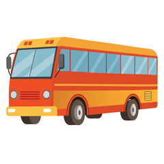 Illustration of a vintage orange and yellow school bus or public transportation vehicle