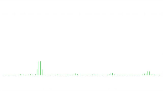 Simple audio object, green sound wave graph slow frequency on white background