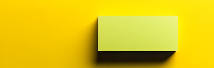 Fototapeta premium a yellow background with a blank green sticky note in the middle