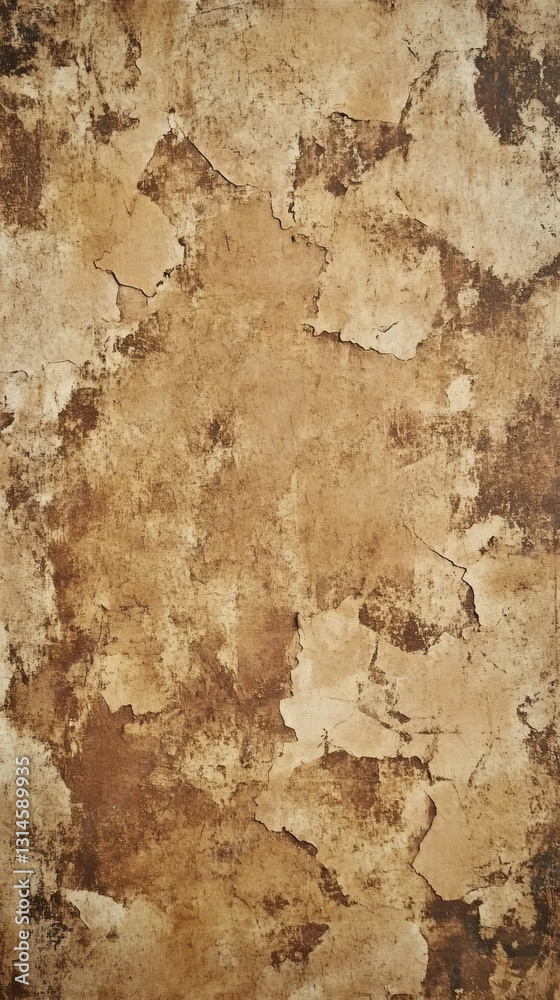 Poster brown textured background with cracks and peeling paint, creating a vintage and rustic look, ideal f
