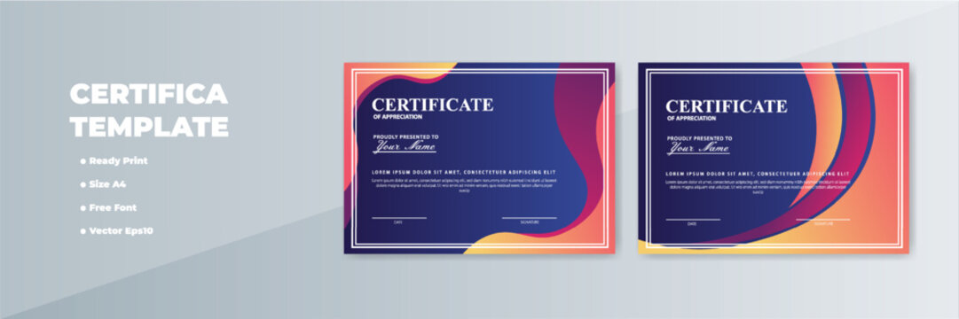 A4 Certificate Template Modern Design, Ready Print - Powered by Adobe