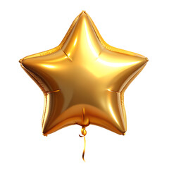 Ballon style Golden star isolated on transparent background