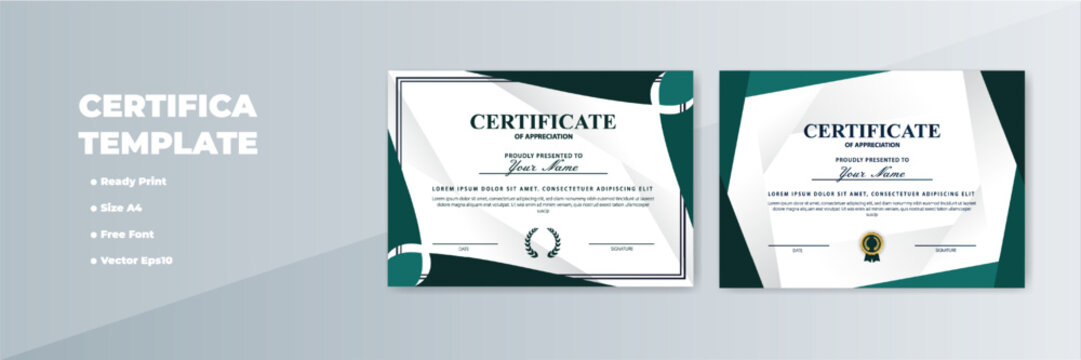 A4 Green Geometric Certificate Template