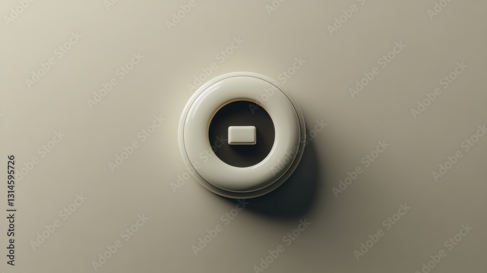 Poster Minimalist power button icon centered on a neutral background with space for text at the bottom and balanced proportions