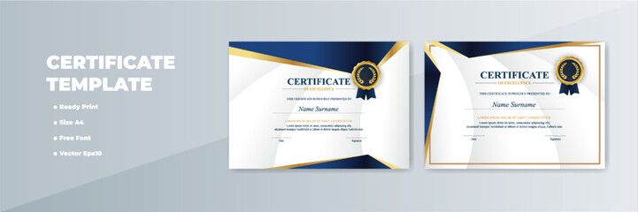 Obraz premium A4 printable certificate template design, gold blue, award background
