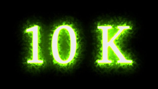 Neon 10k Follower neon Text And Firework Animation Subscriber.Thank you followers congratulation card. Animation on black background 4K Video.10K followers Congratulations networking thanks.