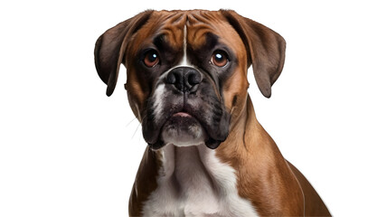 Obraz premium boxer dog front view isolated on white, transparent background png