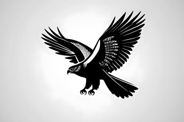 Naklejka premium Majestic Eagle Soaring High, Wings Spread Wide in Flight