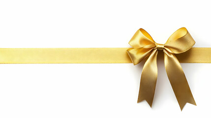 Fototapeta premium Gold Ribbon With Bow On White Background