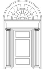 vector sketch illustration silhouette design entrance door of old house classic vintage ethnic europe 