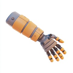 Clean and simple 3D glyph icon of a prosthetic arm on white.