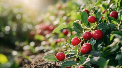 Cranberry bush in a natural habitat, full of ripe berries ready for harvest
