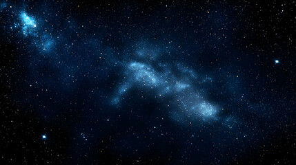 Fototapeta premium A Deep Space Image Of A Blue And White Nebula With Sparkling Stars Against A Dark Blue Background