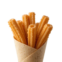 crispy churros coated in sugar isolated on transparent background Generative Ai. 
