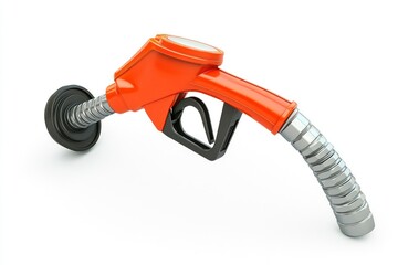 Fuel pricing depicted by a 3D gasoline nozzle, white setting.