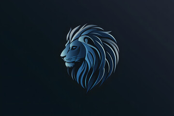 Majestic Lion: Abstract Blue Design, Wild Animal Art