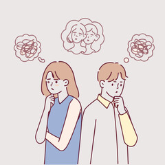 Young couple,Be worried style vector design illustrations.