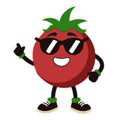 tomato cartoon with thumb