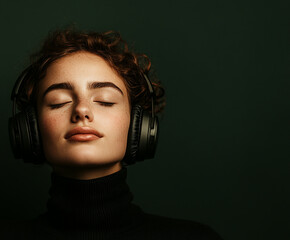 Fashion headphones character advertising portrait