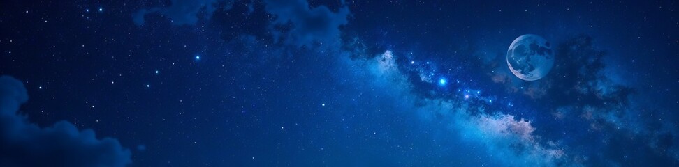 Obraz premium Sparkling starry night sky with moon and constellations, sky, universe, constellations