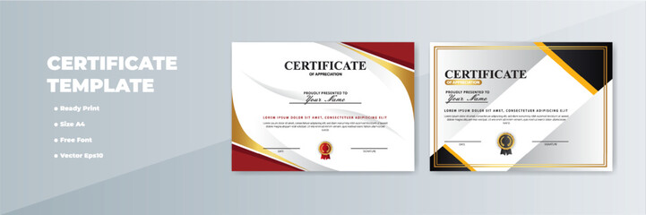 Fototapeta premium A4 Printable Certificate Templates; Red, Gold, Black Designs