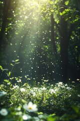 Obraz premium Flowers in fresh green Spring woods.