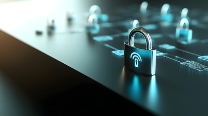 Close-up of a digital padlock on a modern interface, symbolizing security and data protection in the digital age.