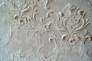 Elegant White Embossed Floral Wallpaper Design