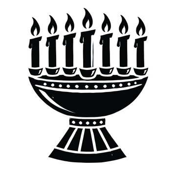 black menorah candles burning bright clip art preview