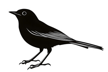 Obraz premium Blackbird Silhouette: Bird Illustration, Avian Art, Nature Graphic, Wildlife Design, Feathered Creature, Winged Animal, Black and White Bird, Simple Bird Drawing, Songbird Sketch, Bird Icon