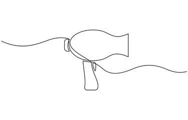 Obraz premium One line continuous hairdryer hairdresser symbol concept, One line continuous hairdryer hairdresser symbol concept. Silhouette hair design image style technology icon.