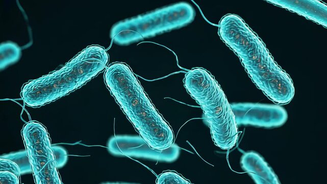 close up of 3d microscopic blue bacteria