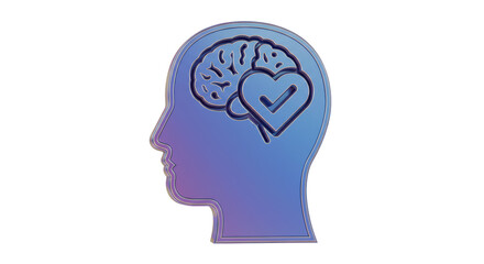 Isolated Head Profile with Brain and Check Mark Symbol