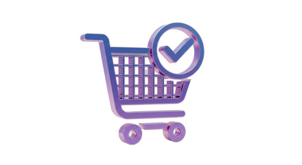 Isolated Shopping Cart with Check Mark for Order Confirmation © Florin