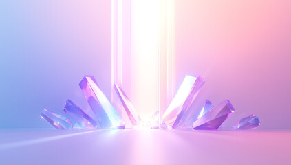 Abstract background with crystal geometric shapes and gradient colors, holographic style, vector illustration, abstract artistic white space, rainbow reflection,wallpaper