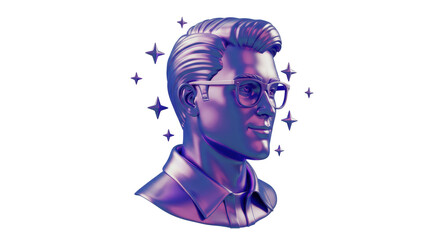 Isolated Man in Glasses Surrounded by Stars