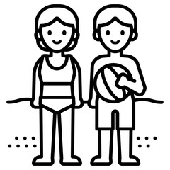 해변에서 공놀이 하는 커플 아이콘